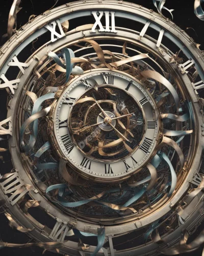 A clock endlessly looping, symbolizing being trapped in time loop dreams.