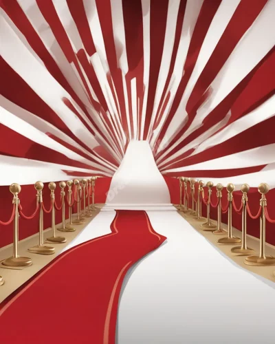 A red carpet unrolling to reveal dream opportunities, symbolizing aspirations.