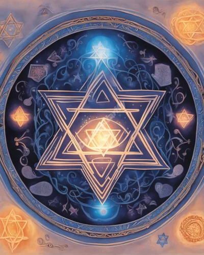 A floating yarmulke emitting a soft glow, surrounded by dream symbols, representing Jewish spirituality.