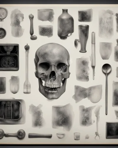 X-ray images revealing hidden objects and symbols within everyday items, representing deeper truths.