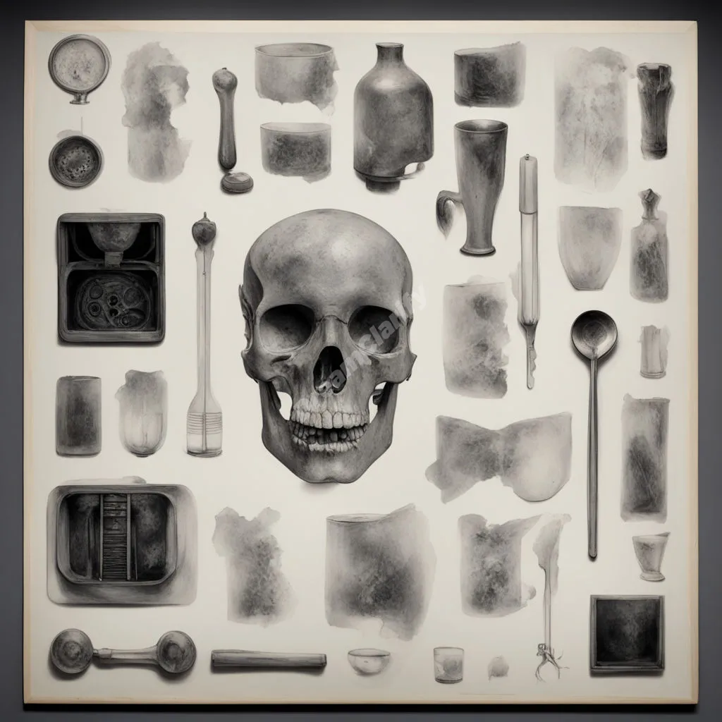 X-ray images revealing hidden objects and symbols within everyday items, representing deeper truths.