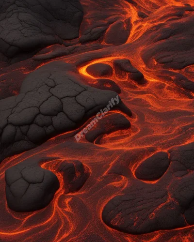 Lava flows forming meaningful patterns, representing transformation.