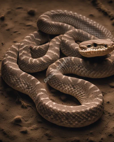 A rattlesnake shedding its skin to reveal glowing symbols underneath, representing transformation in rattlesnake dreams.