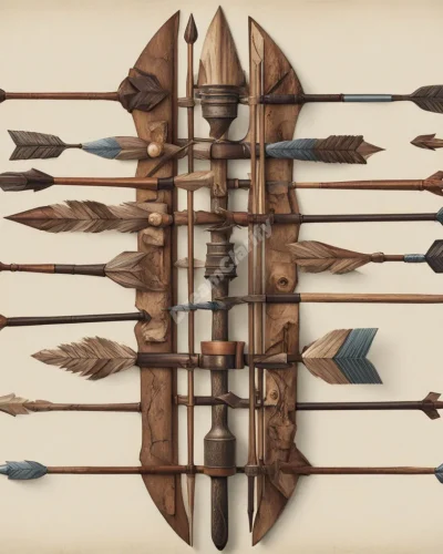 A quiver filled with arrows, each tipped with a different dream symbol, representing goals and the tools to achieve them.