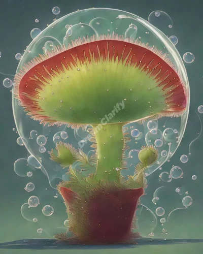 A Venus flytrap capturing dream bubbles, symbolizing attraction in Venus flytrap dreams.