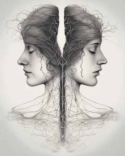 A neck acting as a bridge between the head (thoughts) and heart (emotions), with symbols flowing between, representing connection in neck dreams.