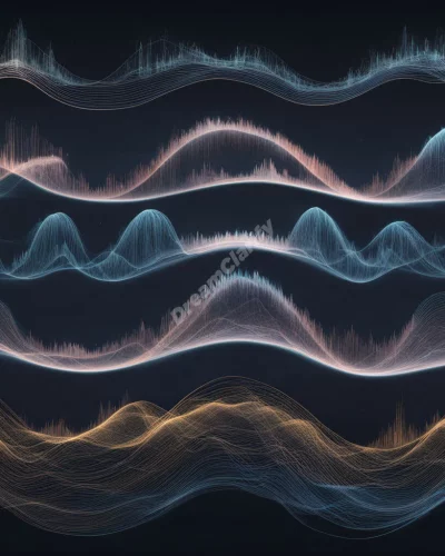 Sound waves forming visible dream symbols, representing perception and communication.