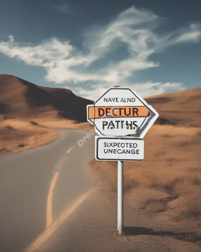 A detour sign pointing to different dream paths, representing unexpected changes.