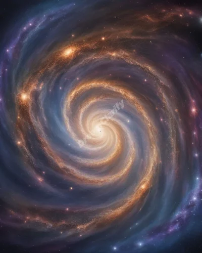 A navel transforming into a spiral galaxy, symbolizing the connection between self and the universe.