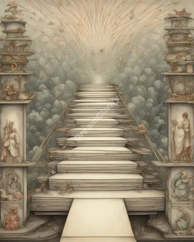 Ramps leading to different levels of consciousness, each level revealing new layers of dream symbolism.