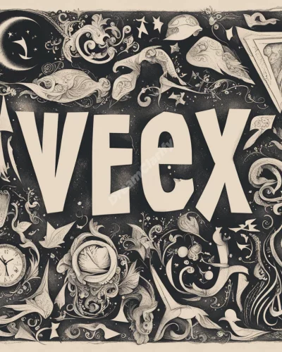 The word "Vex" dissolving into irritating dream symbols, representing annoyance and frustration.