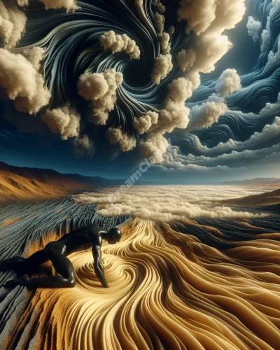 Person sinking in quicksand, symbolizing feeling trapped or overwhelmed in dreams.