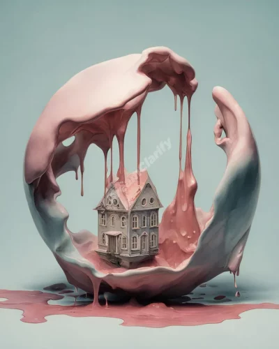 Objects melting into surreal shapes, symbolizing transformation in melting dreams.