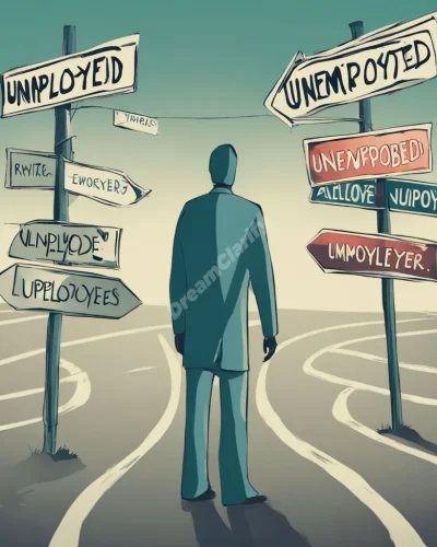 A figure standing at a crossroads with "Employed" and "Unemployed" signs, representing career uncertainties and life choices.