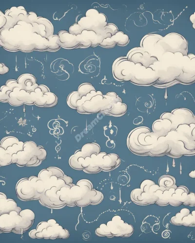 Vape clouds forming various dream symbols as they dissipate, representing fleeting thoughts and habits.