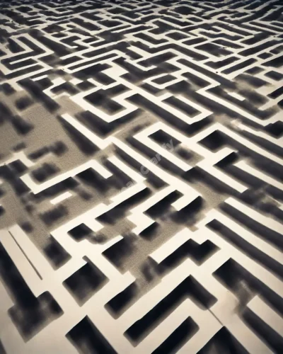 A maze-like road with dead ends that transform into new pathways when touched, symbolizing adaptability in the face of obstacles.