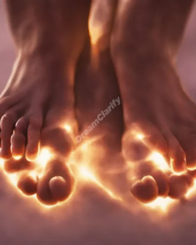 Toes glowing with energy, representing movement and grounding.