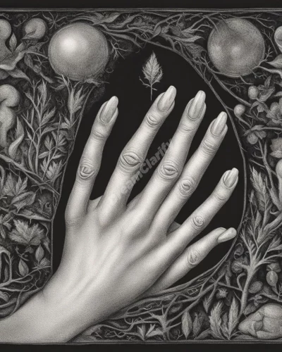 Fingernails growing to reveal hidden dream symbols, representing growth and hidden aspects.