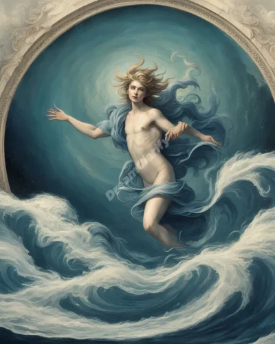 Neptune rising from swirling waters, symbolizing emotions in Neptune dreams.