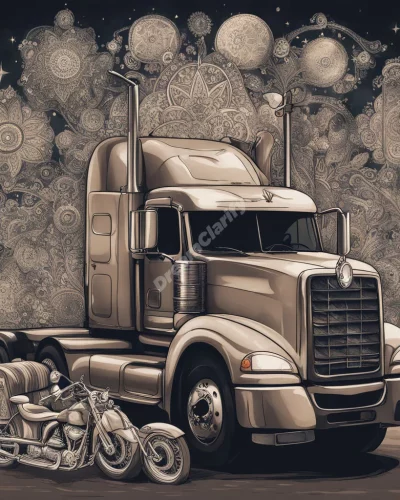 A semi truck carrying various dream symbols, symbolizing life's journey in truck dreams.