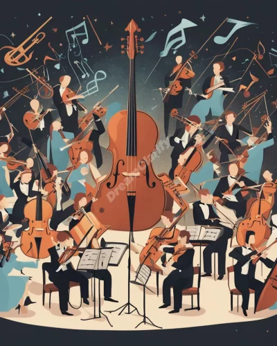 An orchestra playing music that forms dream symbols.