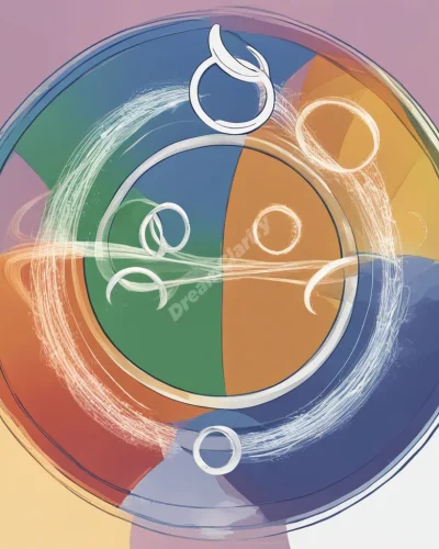 Olympic rings forming portals to different dream challenges.