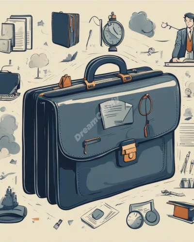 A briefcase transforming into various career symbols, representing job dreams.