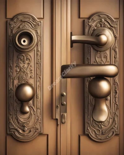 Door handles opening to different dream realities, symbolizing choices and opportunities.