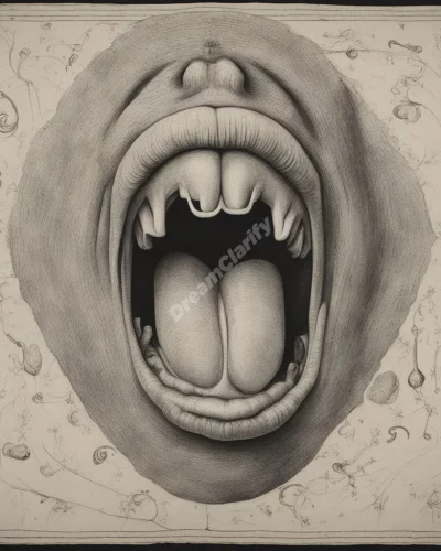 A tongue revealing hidden symbols, representing communication.