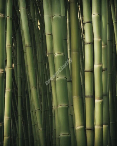 Bamboo stalks growing and intertwining to form a structure that reveals hidden dream symbols in its shadows.