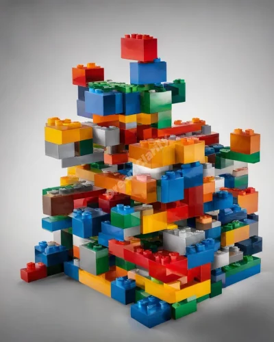 Lego blocks forming dream structures, representing creativity.