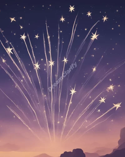 Shooting stars forming dream symbols, representing wishes.