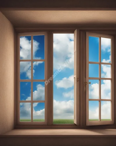 Windows opening to reveal different dreamscapes, symbolizing opportunities.