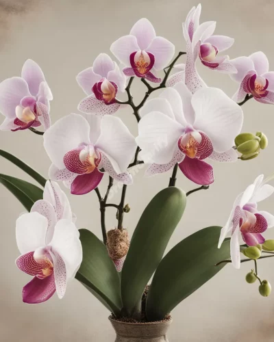 Orchids blooming with dream symbols, representing beauty.