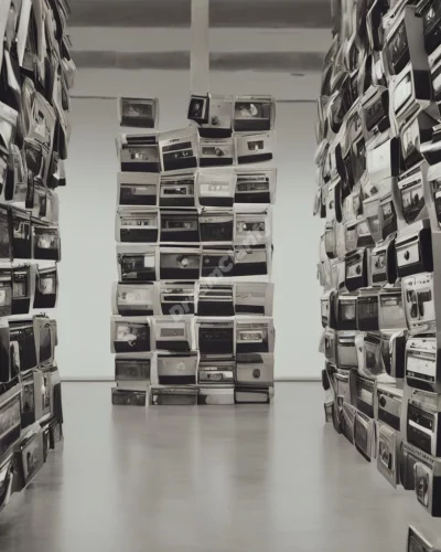 Videotapes playing dream scenes, representing memories and documentation.