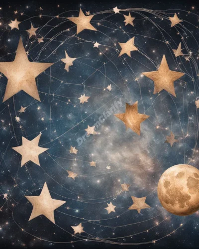 Stars rearranging to form personal constellations and life stories, symbolizing aspirations and cosmic connections.