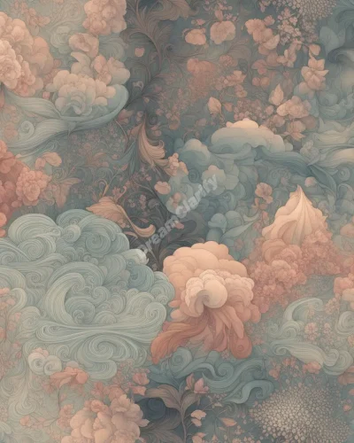 Wallpaper patterns coming to life and revealing hidden dream scenes, symbolizing the layers of the subconscious.