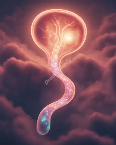 A glowing kidney floating in a surreal dreamscape, representing health and filtering in kidney dreams.