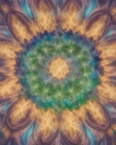 CBD oil drops forming a kaleidoscope of relaxing dream images, representing healing in CBD oil dreams.