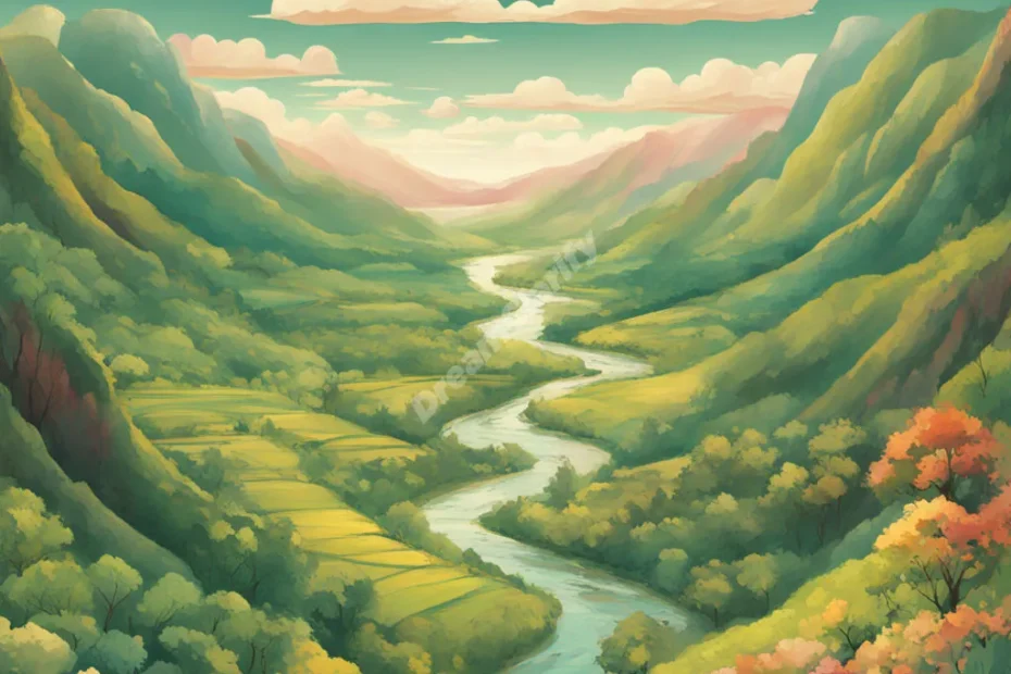 A lush valley with different sections representing various aspects of life, symbolizing potential and personal growth.