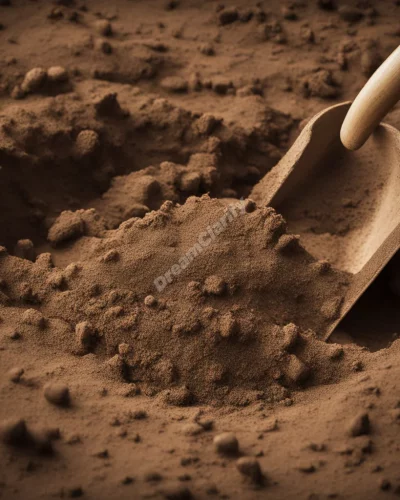 Dirt being dug up to reveal dream symbols, representing uncovering truths.