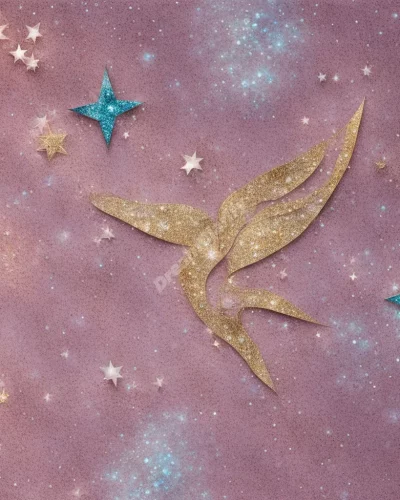 Glitter forming dream symbols, representing sparkle and allure.