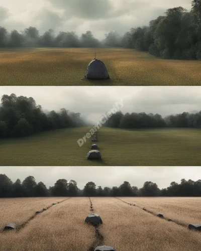 A field with hidden land mines that, when triggered, release bursts of light revealing hidden truths or fears.