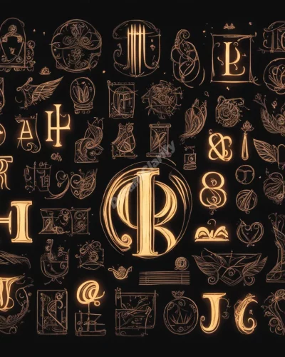 Initials glowing with personal symbols, representing identity.