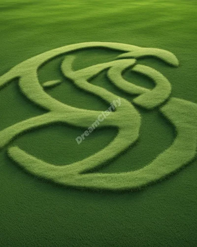 A lawn with grass blades forming dream symbols, representing growth and domestic life.