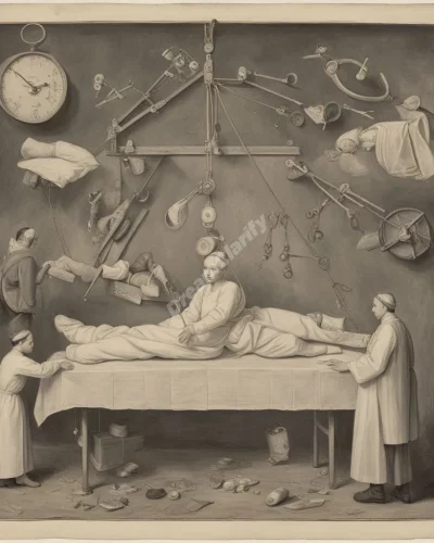 A surgical scene with dream symbols being removed or added, representing change.