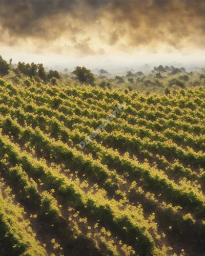 Vineyards with grapes forming dream symbols, representing growth.