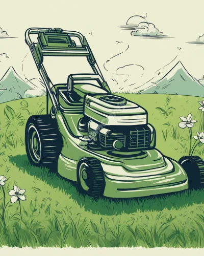 A lawn mower trimming grass that reveals dream symbols, representing maintenance and care.