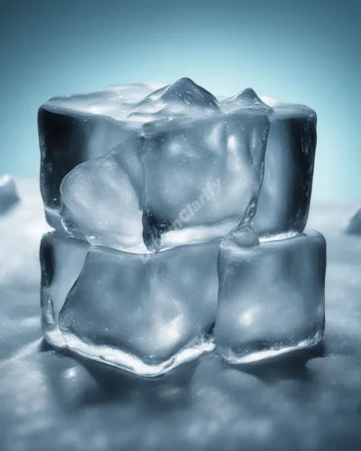 Ice cubes melting to reveal tiny, frozen dream scenes inside, symbolizing preserved memories or emotions.