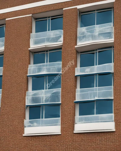 A school building with each classroom window revealing a different life lesson or memory, symbolizing growth and learning.